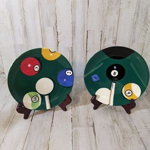Vtg Signature Got Game Billard Pool Snack Two Plates. No chips, cracks or crazin